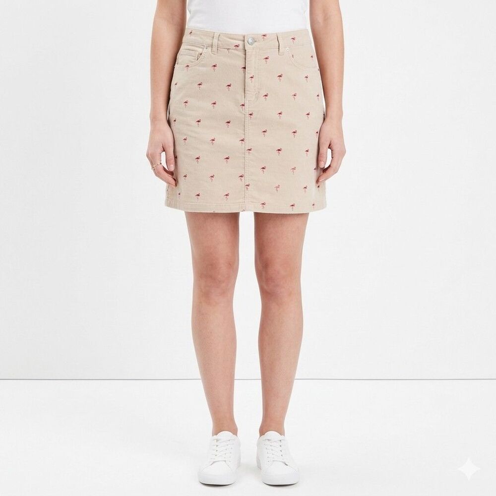 Croft & Barrow Skort Women's 12 Beige Pink Flamingos